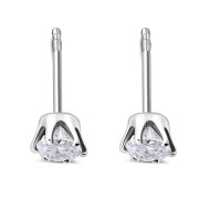 5mm Round Prong-Set Clear CZ Sterling Silver Stud Earrings - e444